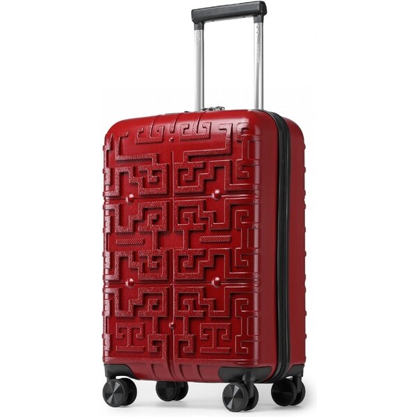 SUPERCASE Cestovný kufor - prémium s bludiskovým vzorom, malý, červený 57667395