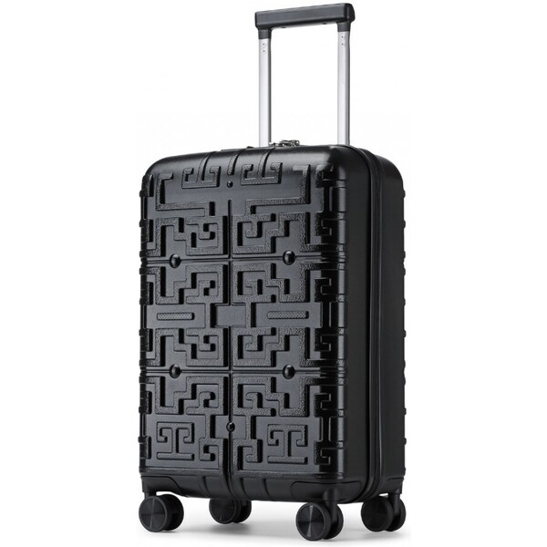 SUPERCASE Cestovný kufor - prémium s bludiskovým vzorom, malý, čierny 57667393