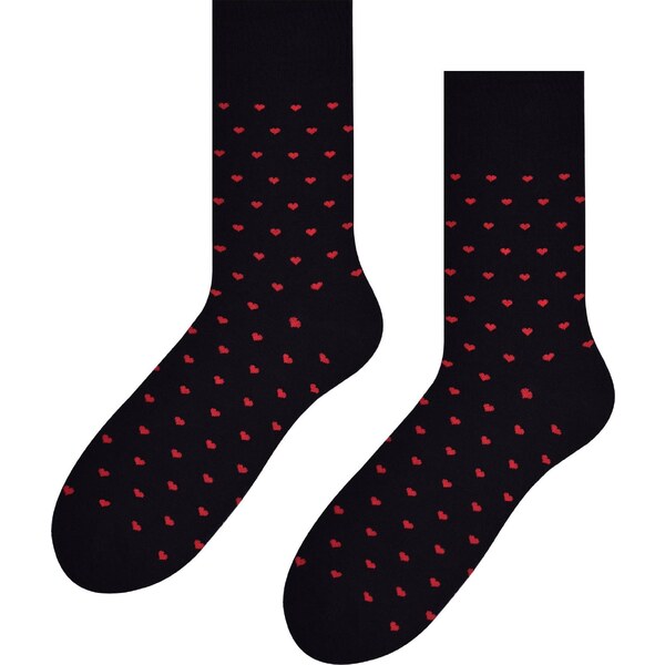 BASIC Čierne pánske ponožky so srdiečkami Art.136 KL009, BLACK 55329622