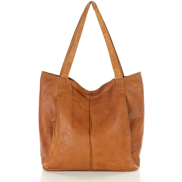 MARCO MAZZINI Mäkká kožená shopper taška | camel vs108b 55353970