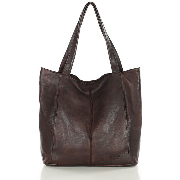 MARCO MAZZINI Mäkká kožená shopper taška | tmavohnedá vs108c 55353971