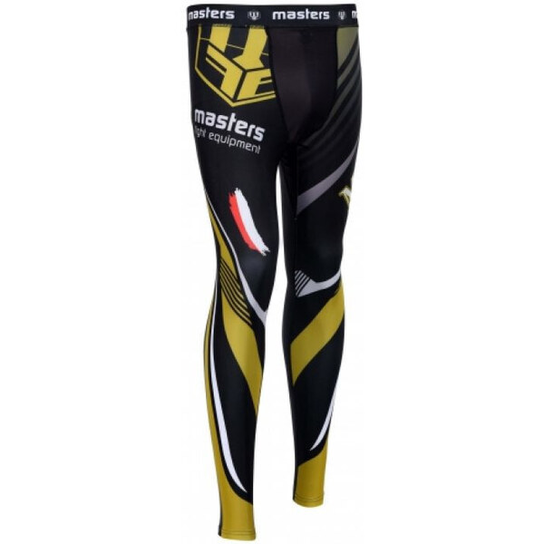 Pánske športové tréningové legíny Dl-MMA 061256-M - Čierne so žltou 55398878