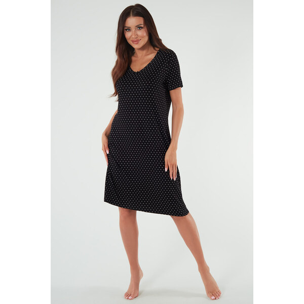 Italian Fashion Dámska nočná košeľa s bodkami Puntini čierna, Farba 55418623