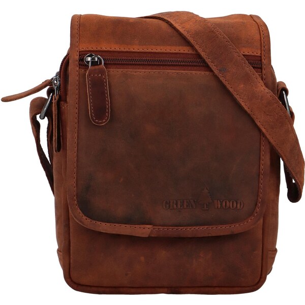 Pánska kožená crossbody taška svetlohnedá - Greenwood Vamos hnedá 56864168