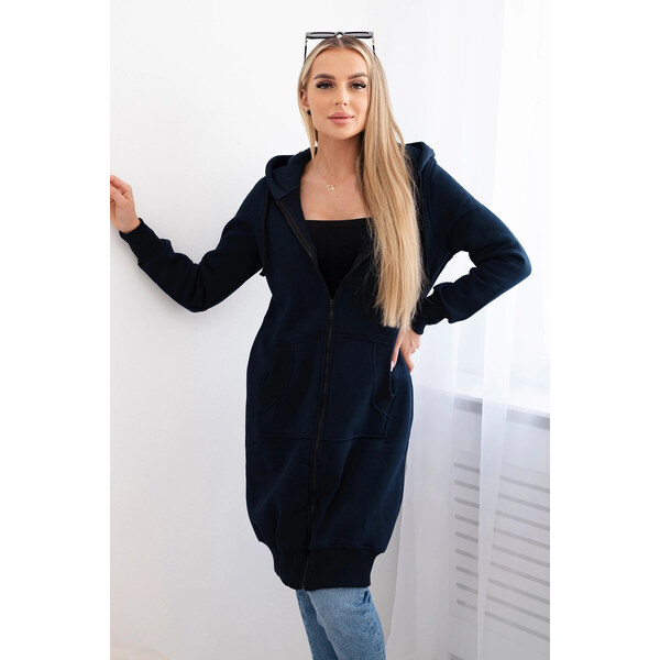 K-Fashion Zateplená dlhá mikina s kapucňou v tmavomodrej farbe 55437114