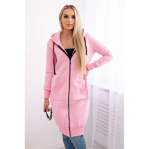 K-Fashion Zateplená dlhá mikina s kapucňou v svetloružovej farbe 55437115