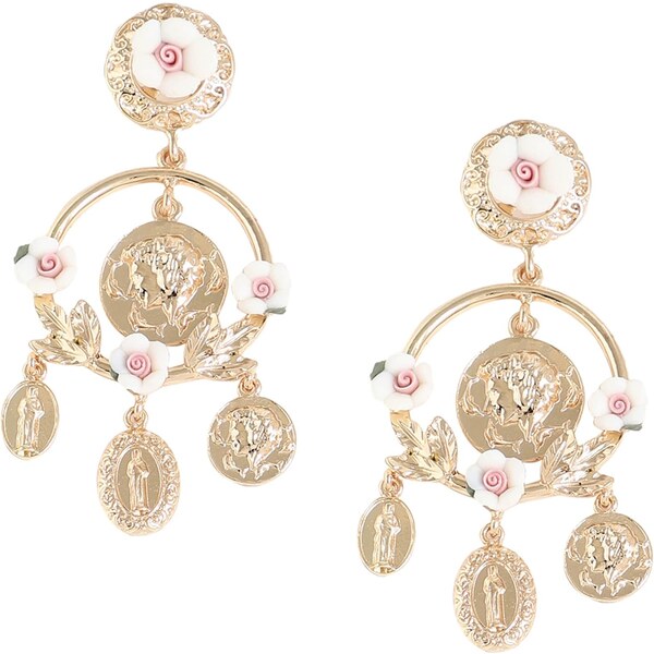 SOHI Náušnice zlatá / olivová / pastelovo ružová / biela 56103507