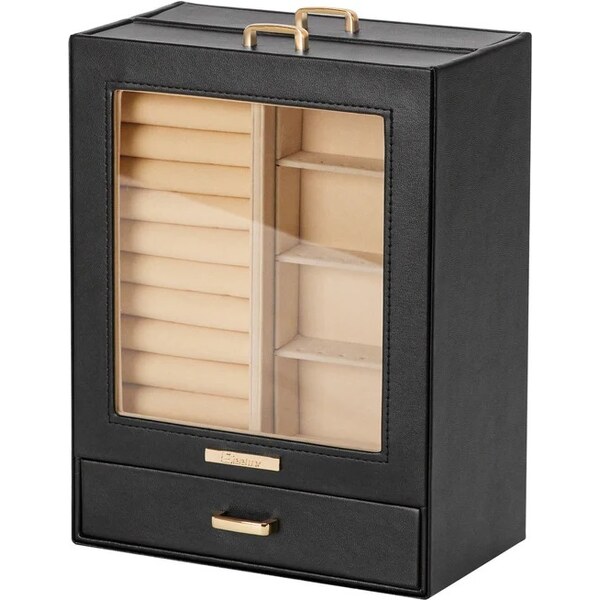 Troli Čierna šperkovnica s 2 zvislými zásuvkami 66588223