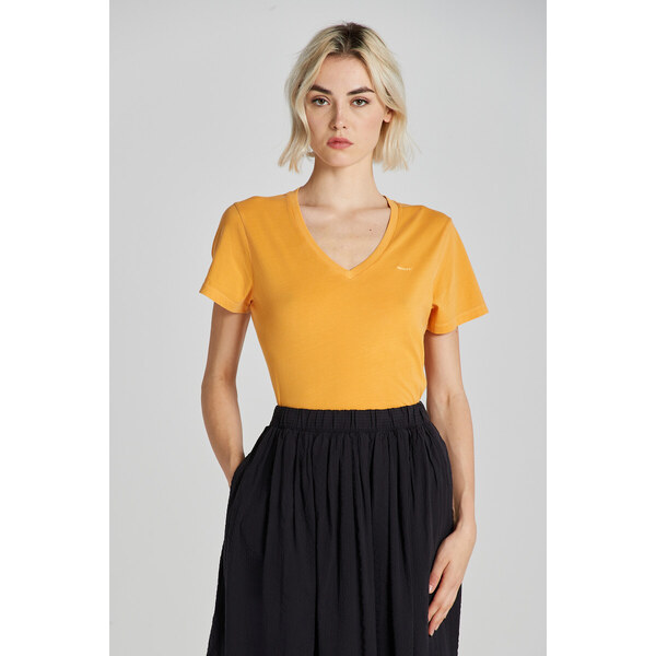 TRIČKO GANT REG SUNFADED SS V-NECK T-SHIRT MEDAL YELLOW 49844728