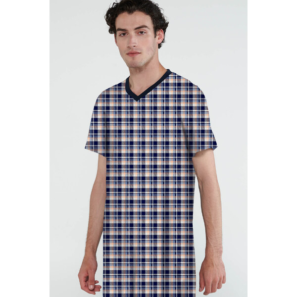 Vamp - Bavlnená kockovaná pánska nočná košeľa 20624 - Vamp 55728602