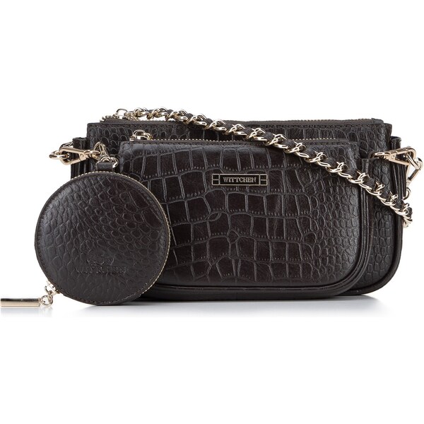 Dámska dvojitá kožená kabelka Wittchen s puzdrom na retiazku 29-4E-011 66065327