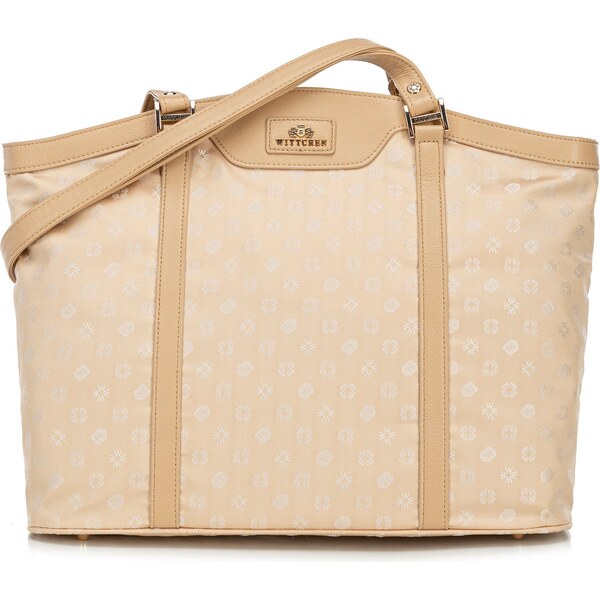 shopper kabelka Wittchen zo žakáru a kože s monogramami, krémová 98-4E 66065374