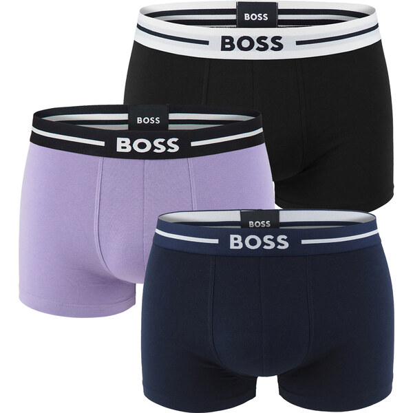 BOSS - boxerky 3PACK eco friendly organic cotton BOLD dark & lavender 55847531