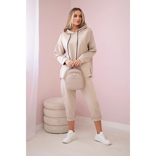 MladaModa Trojštvrťová súprava Milano Winter s kapucňou béžová 56410675
