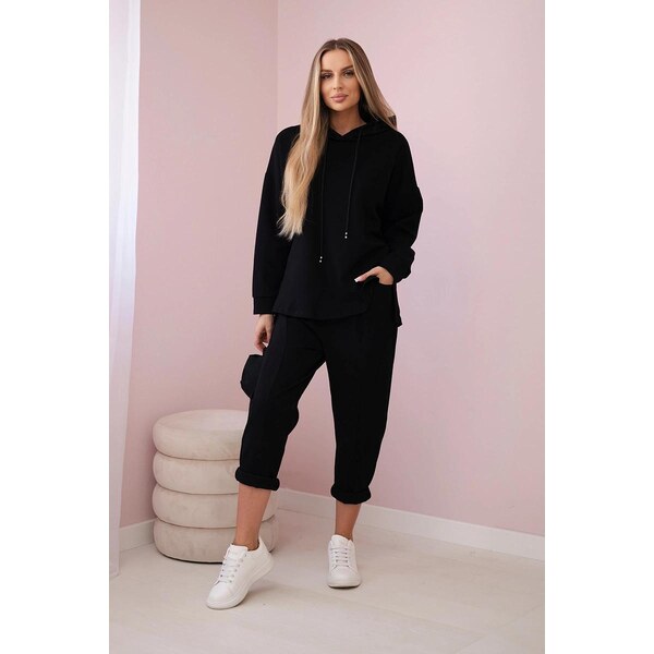 MladaModa Trojštvrťová súprava Milano Winter s kapucňou čierna 56410679