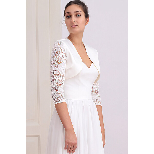 Glara Saténové bolerko s čipkovými rukávmi 55849724