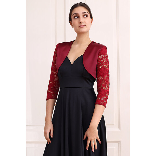 Glara Saténové bolerko s čipkovými rukávmi 55849726