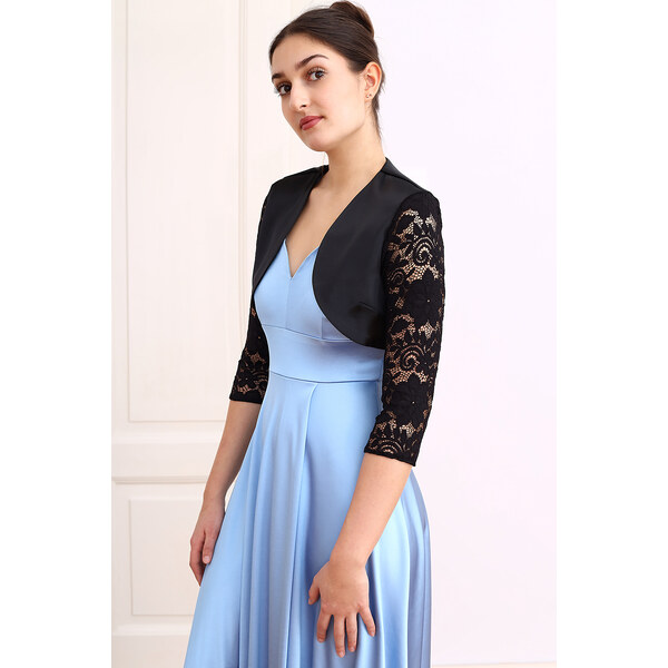 Glara Saténové bolerko s čipkovými rukávmi 55849727