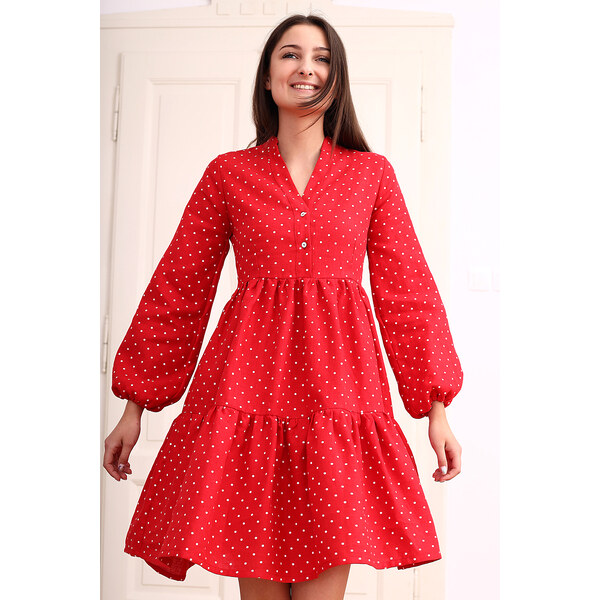 Autorské šaty Lotika s bodkami zo 100% lanu 55849728