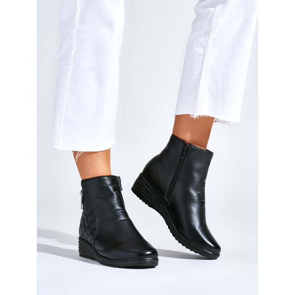 Shelvt Comfortable black wedge boots 55941888