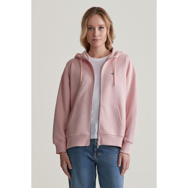 MIKINA GANT REL SHIELD ZIP HOODIE FADED PINK 48836852