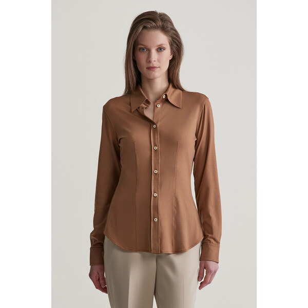 KOŠEĽA GANT SLIM JERSEY SHIRT ROASTED WALNUT 49041276