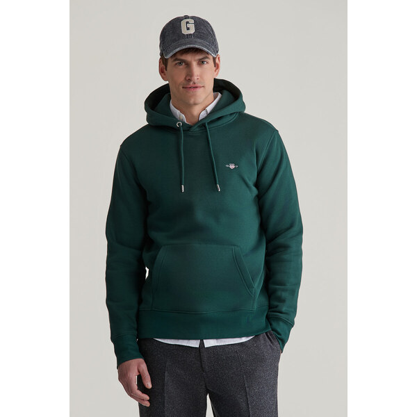 MIKINA GANT REG SHIELD HOODIE TARTAN GREEN 55856970