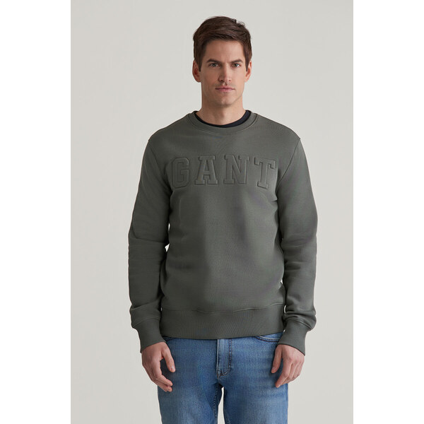 MIKINA GANT EMBOSSED C-NECK SWEAT DARK EARTHY GREEN 55856990