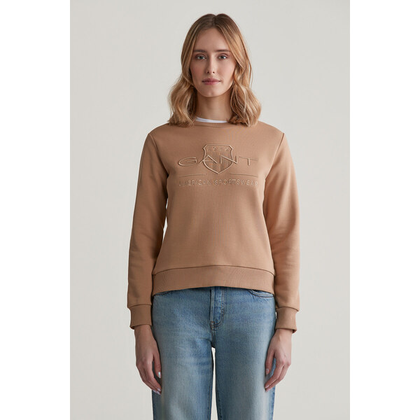 MIKINA GANT REG TONAL SHIELD C-NECK SWEAT CARAMEL BEIGE 55857035