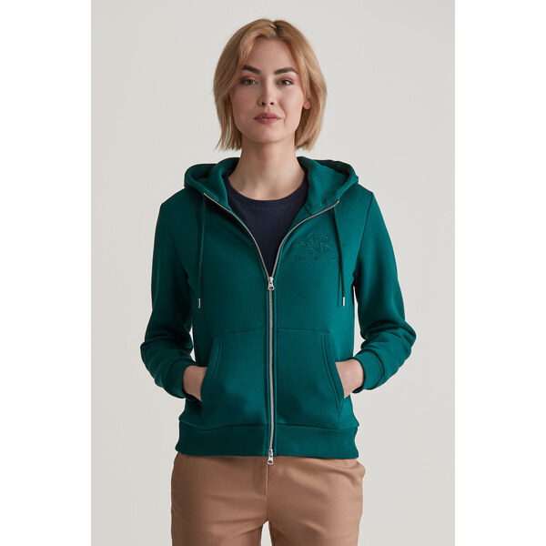 MIKINA GANT REG TONAL SHIELD ZIP HOODIE DEEP FOREST 55857040