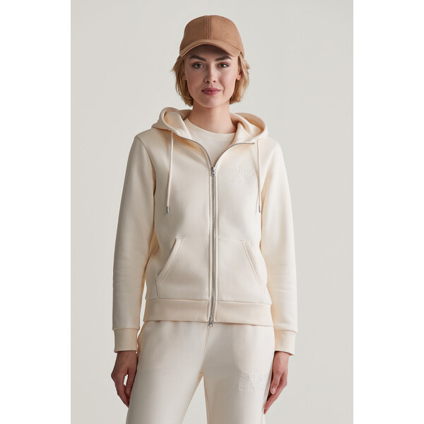 MIKINA GANT REG TONAL SHIELD ZIP HOODIE LINEN 55857041