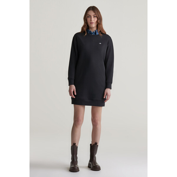 ŠATY GANT SHIELD C-NECK SWEAT DRESS BLACK 65292771