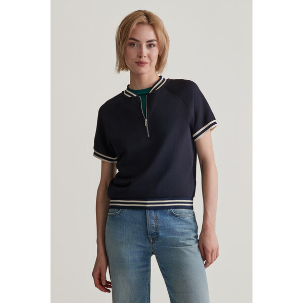 MIKINA GANT SS HALF ZIP SWEAT EVENING BLUE 55857060