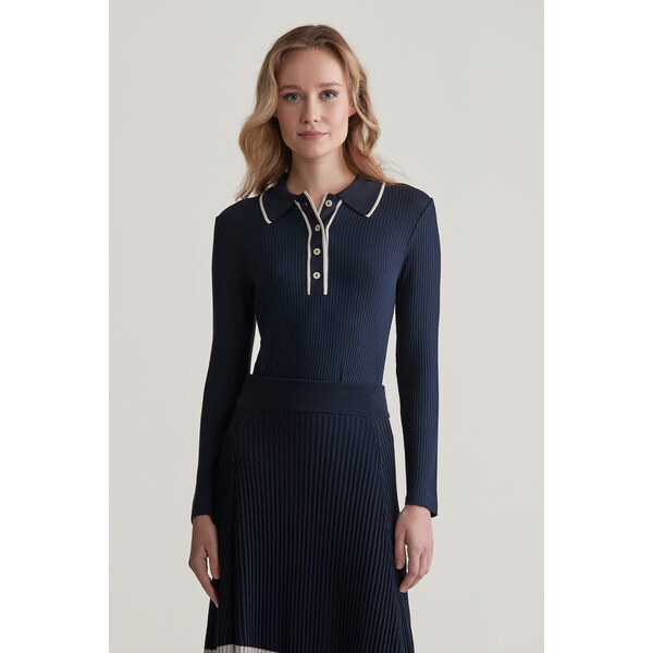 POLOKOŠEĽA GANT SLIM RIB LS POLO EVENING BLUE 55857061