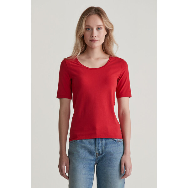 TRIČKO GANT SLIM COT/ELA SS SCOOP NECK TOP RUBY RED 55857066