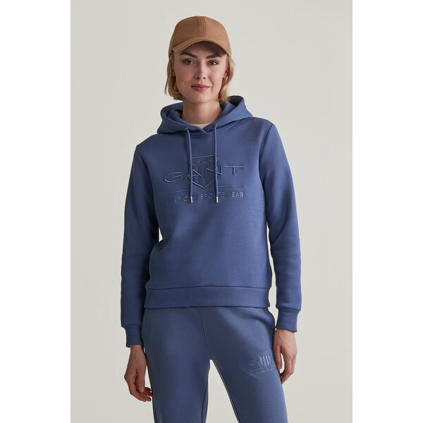 MIKINA GANT REG TONAL SHIELD HOODIE DUSTY NAVY 55857075