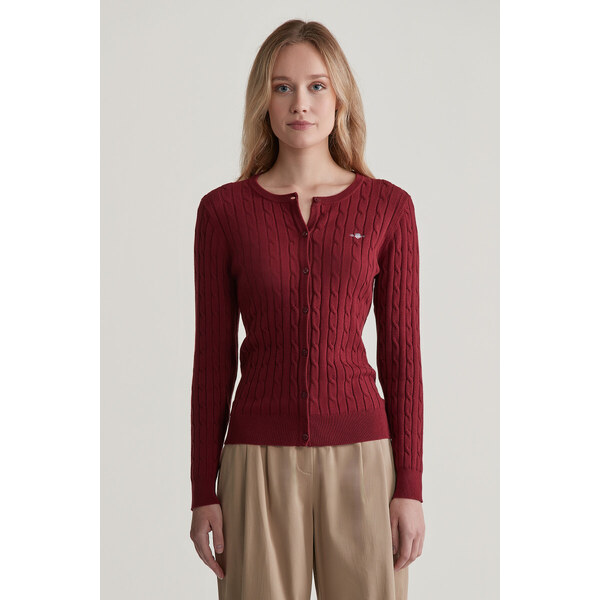 SVETER GANT STRETCH COTTON CABLE CARDIGAN PLUMPED RED 55857100