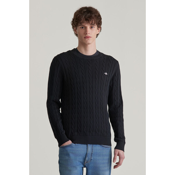 SVETER GANT COTTON CABLE C-NECK BLACK 55857124