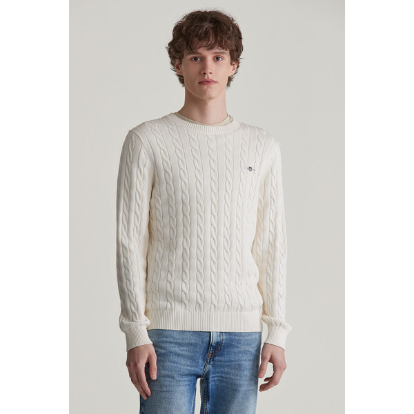 SVETER GANT COTTON CABLE C-NECK CREAM 55857125
