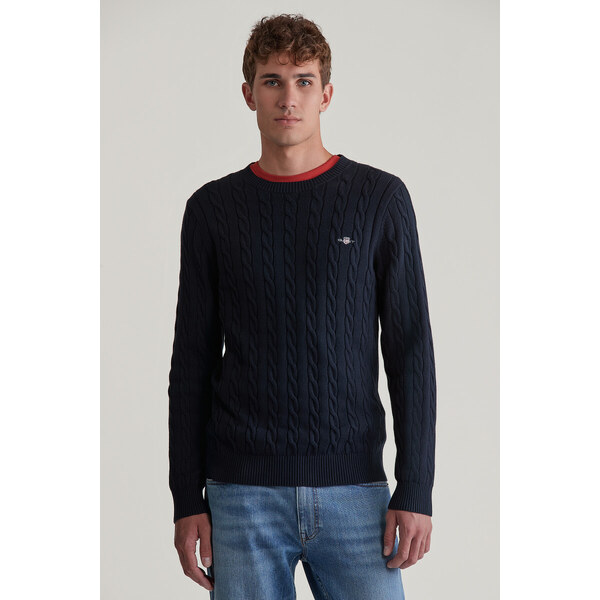 SVETER GANT COTTON CABLE C-NECK EVENING BLUE 55857126