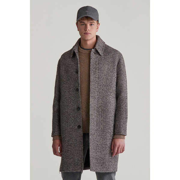 KABÁT GANT WOOL CAR COAT DEEP BROWN 55857112