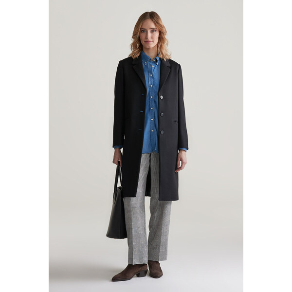 KABÁT GANT CLASSIC TAILORED WOOL COAT BLACK 55857087
