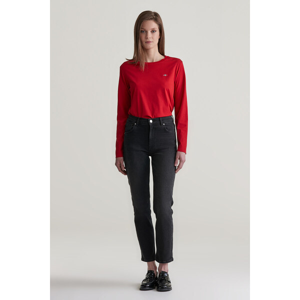 DŽÍNSY GANT BLACK CROPPED SLIM JEANS BLACK WORN IN 64936708