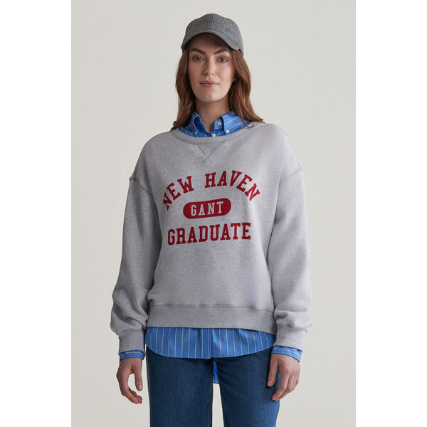 MIKINA GANT GRAPHIC C-NECK SWEAT PALE GREY MELANGE 55886279