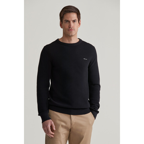 SVETER GANT COTTON PIQUE C-NECK BLACK 55886294