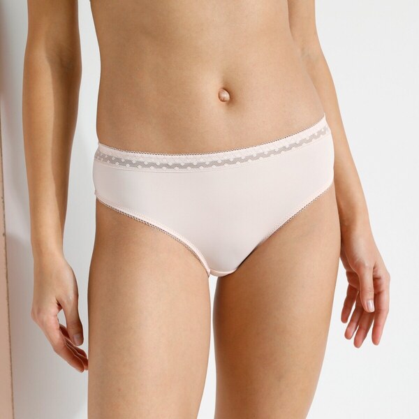 Súprava 2 midi nohavičiek Paia z mikrovlákna a vyšívaného tylu pudrová 49062669