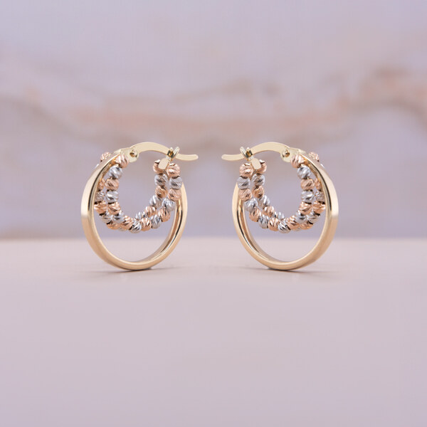 Lillian Vassago Kruhové náušnice zdobené guličkami, kombinované zlato 52640654