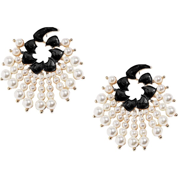 SOHI Náušnice zlatá / čierna / perlovo biela 56103561