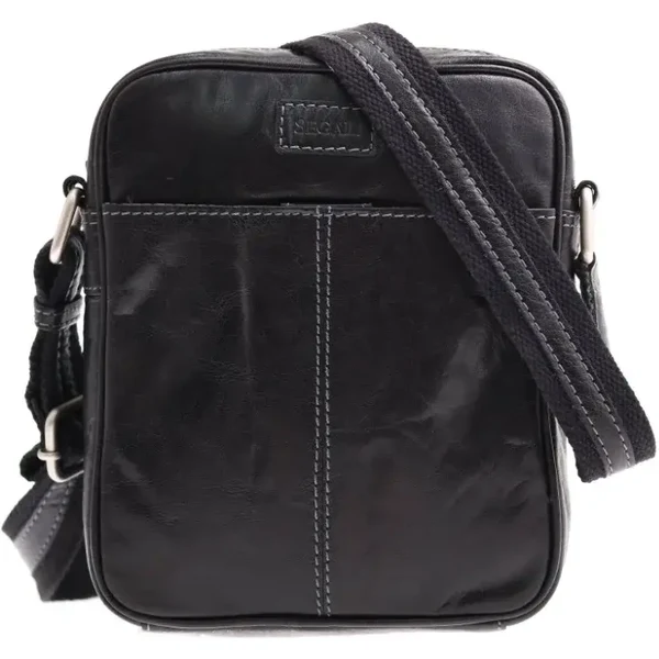 SEGALI Pánska kožená taška cez rameno SG-27018 čierna 35335716
