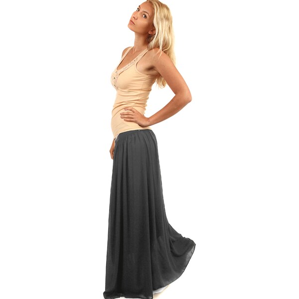 Glara Dámska dlhá jednofarebná maxi sukňa 32083587